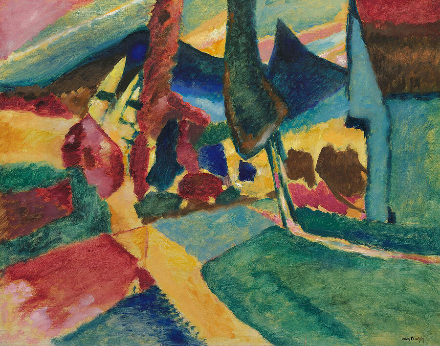 Landscape with Two Poplars, from 1912 Painting by Wassily Kandinsky