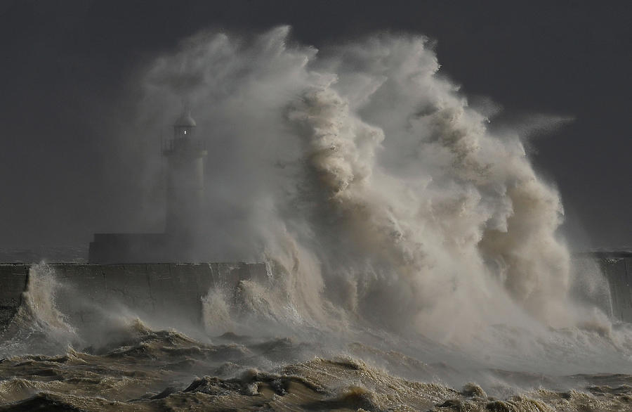 Large Waves Hit the Harbour Wall Photograph by Toby Melville - Fine Art ...