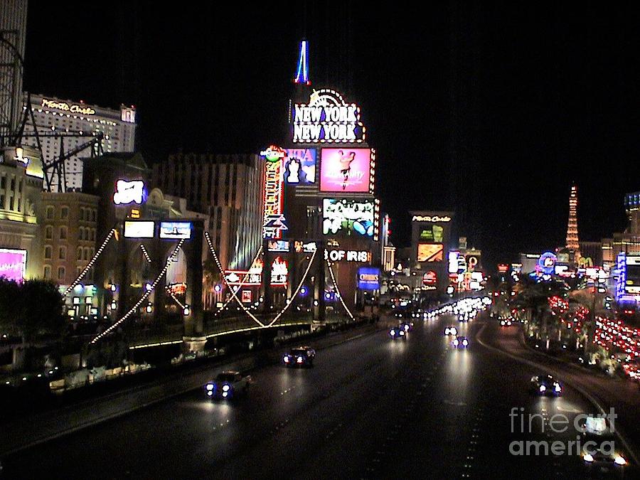 Las Vegas Nevada Night Lights Street Cars Scene Las Vegas Blvd View #1 Photograph by John Shiron