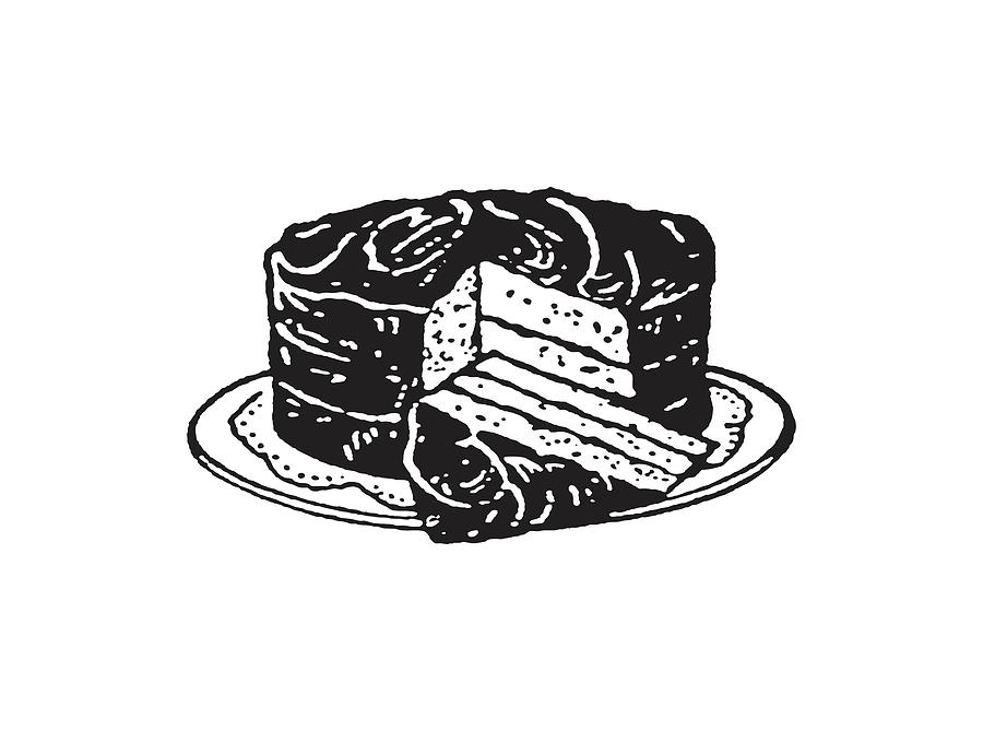 cake slice drawing black and white