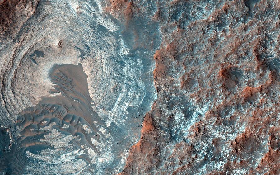 Layers and Dark Dunes on the Surface of Mars #1 Painting by Celestial Images