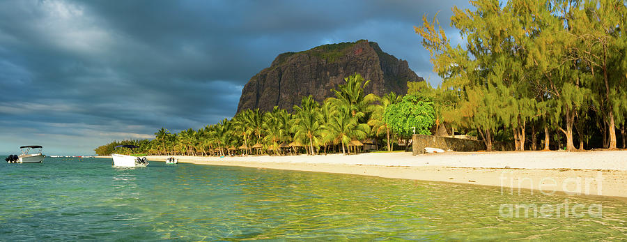 Le Morne Brabant At Sunset. Panorama Photograph