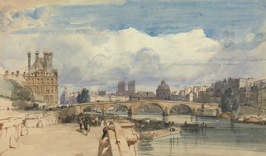 Le Pont Royal, Paris, from circa 1828 Drawing by Thomas Shotter Boys
