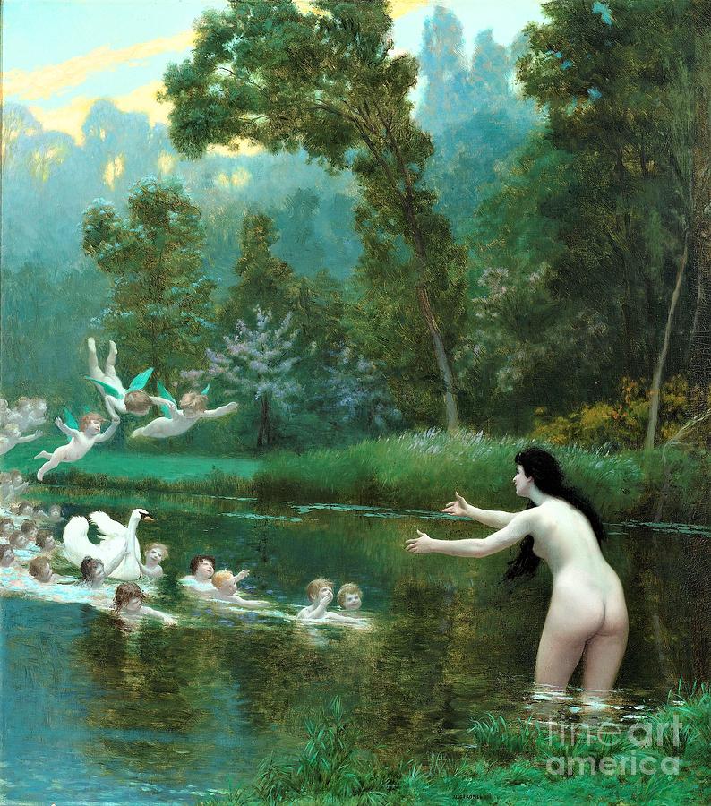 Greek Painting - Leda and the swan #1 by Thea Recuerdo