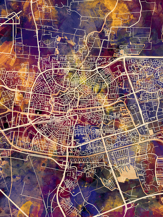 Leeuwarden Netherlands City Map #1 Digital Art by Michael Tompsett