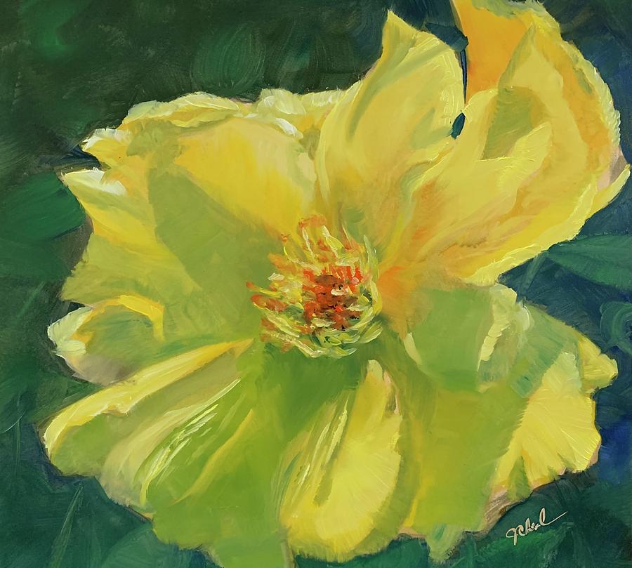 Lemon Fizz Rose Painting by Jan Chesler