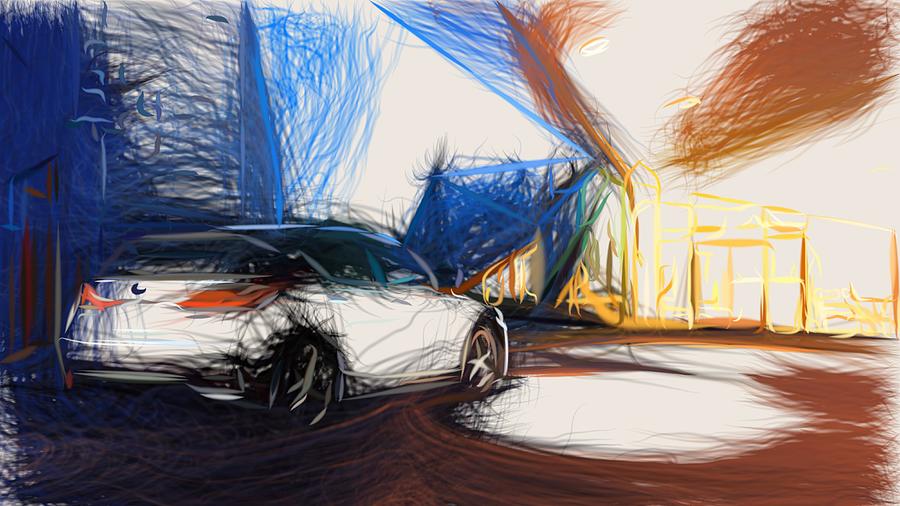 Lexus CT 200h Drawing #2 Digital Art by CarsToon Concept