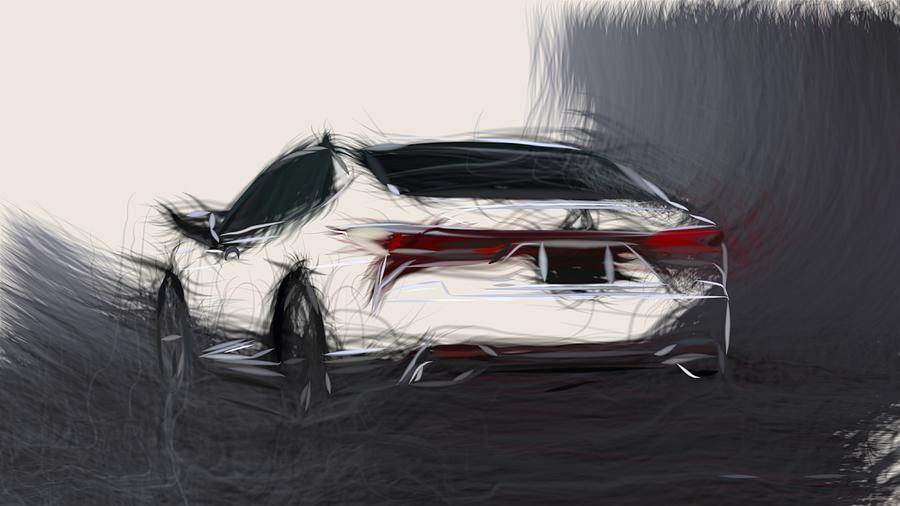 Lexus LS 500 F Sport Drawing #2 Digital Art by CarsToon Concept