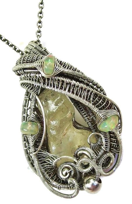 Libyan Desert Glass Wire-Wrapped Pendant in Sterling Silver with ...