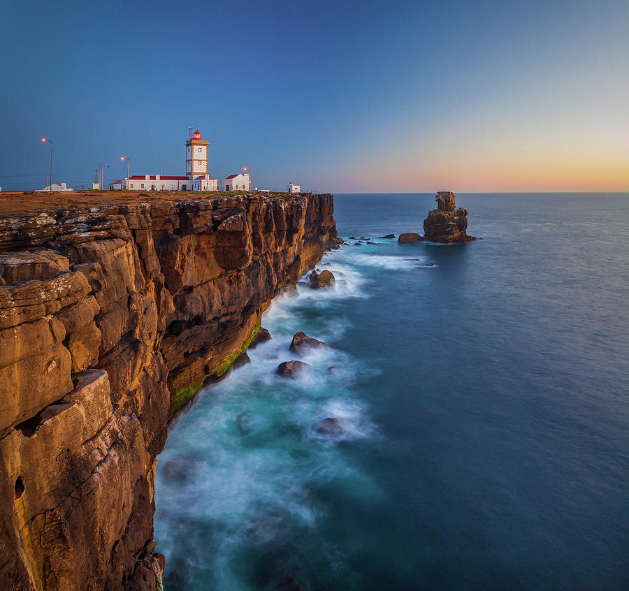 Lighthouse On Cliff, Portugal #1 Digital Art by Olimpio Fantuz