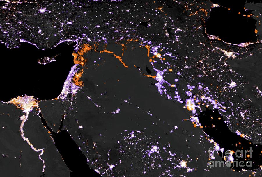 Lighting Intensity In Middle East #1 Photograph by Nasa/science Photo Library