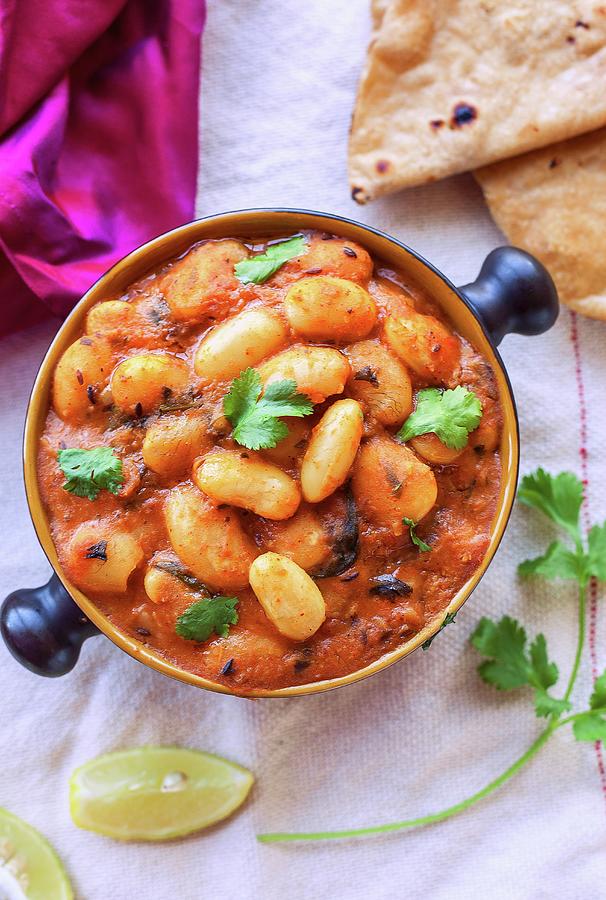 Lima Bean And Tomato Curry With Coriander Photograph by Nandita Shyam ...