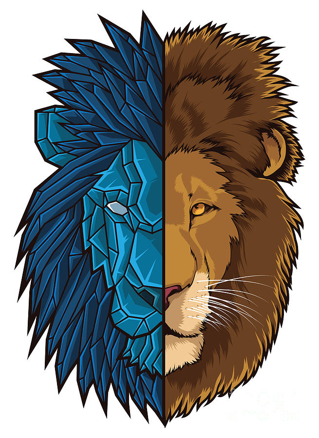 Nature Digital Art - Lion Geometry King of Jungle Africa Sahara #2 by Mister Tee
