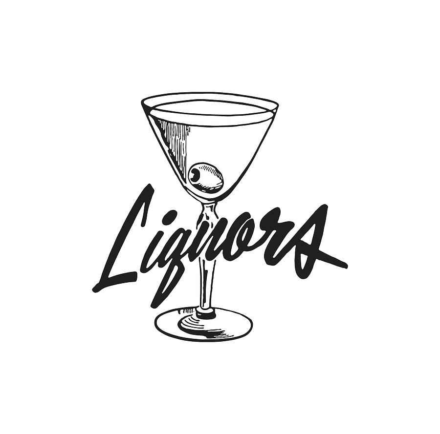 Liquors and Martini Drawing by CSA Images - Fine Art America