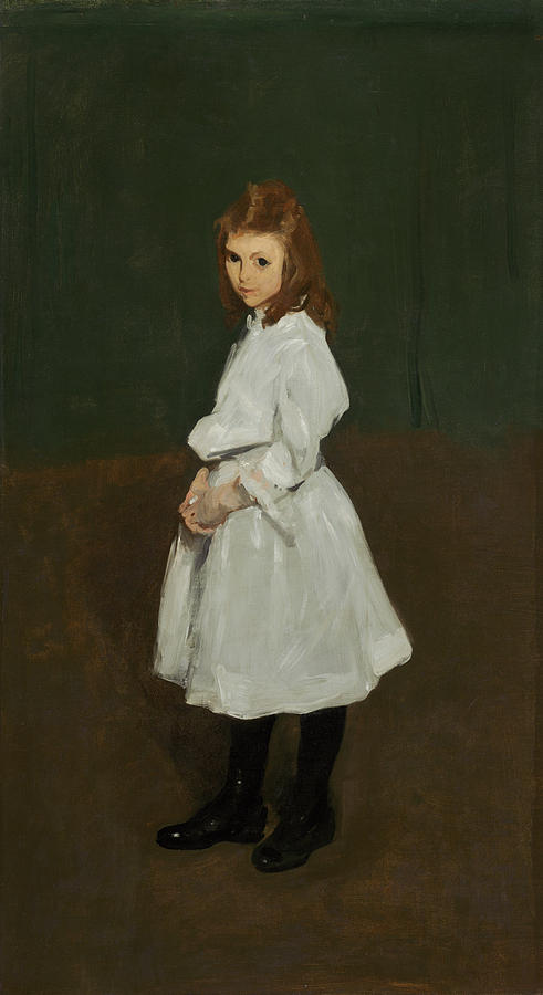 George Wesley Bellows Painting - Little Girl in White, Queenie Burnett #1 by George Bellows