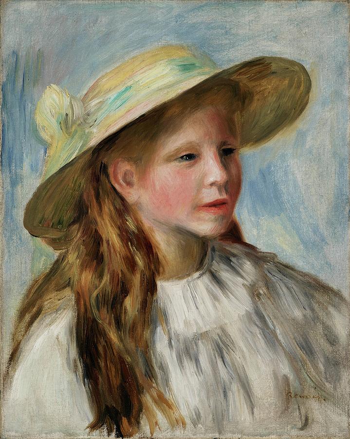 Little Girl With A Hat Painting by Pierre-auguste Renoir | Fine Art America