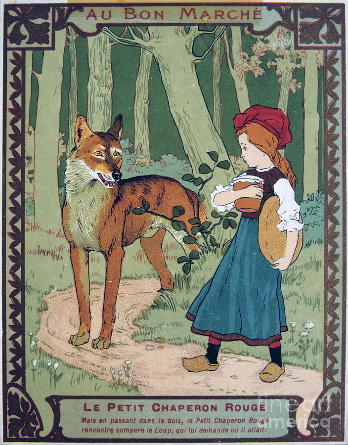 Litttle Red Riding Hood, 19th Century #1 Drawing by Print Collector