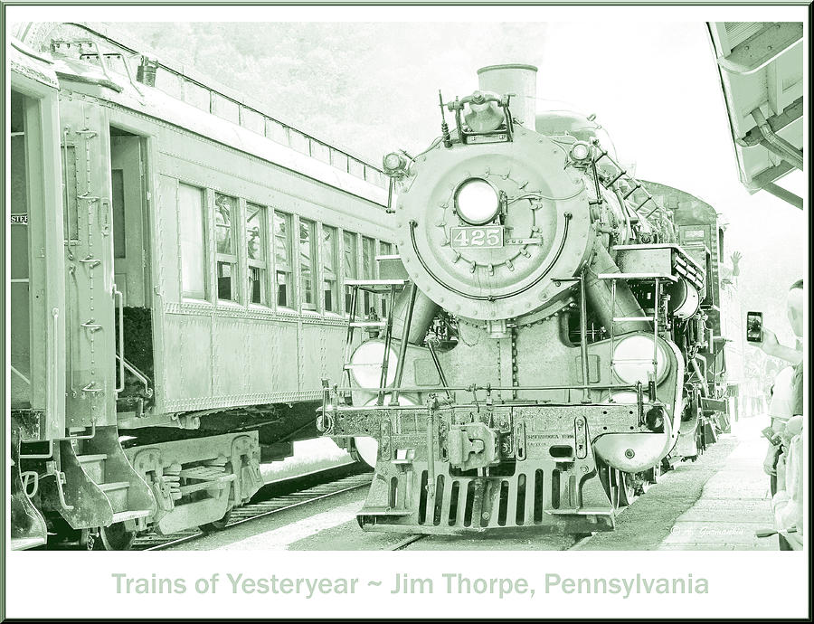 Locomotive and Passenger Car, Jim Thorpe, Pennsylvania #1 Digital Art by A Macarthur Gurmankin