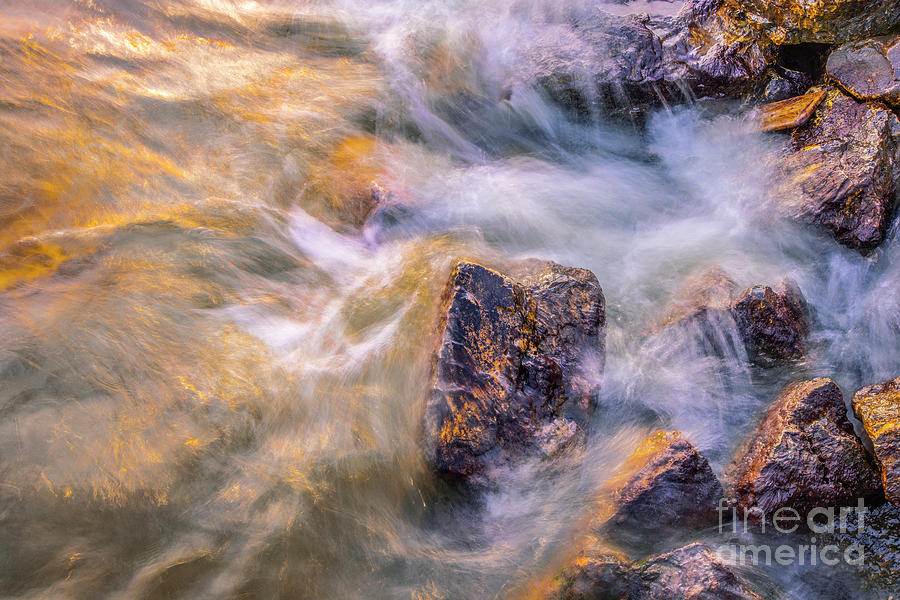 Long Exposure of waves washing over lakeshore rocks #1 Photograph by ...