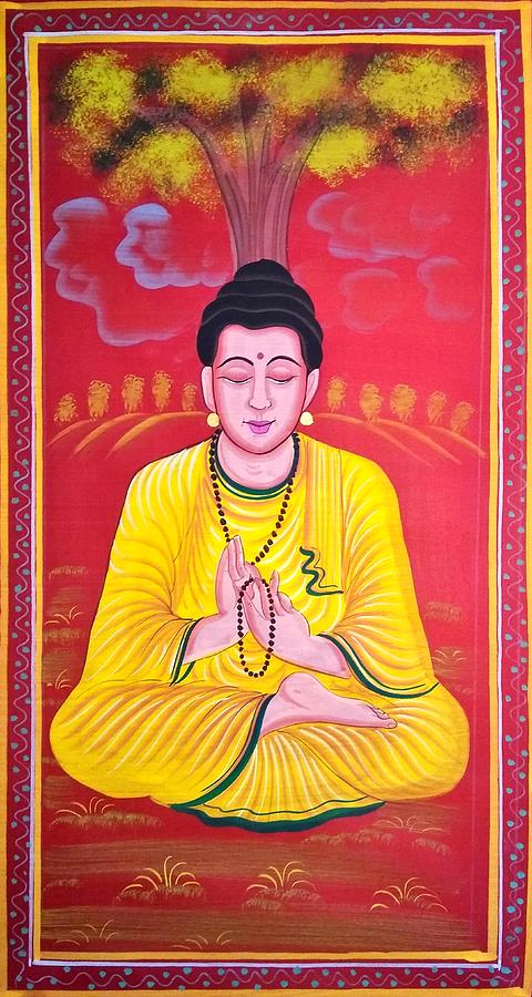 Acrylic Painting - Lord Budha #1 by Vishal Gurjar
