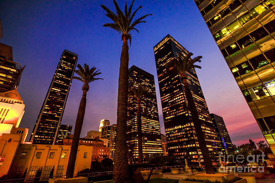 Los angeles Skyscrapers Night #1 Photograph by Benny Marty