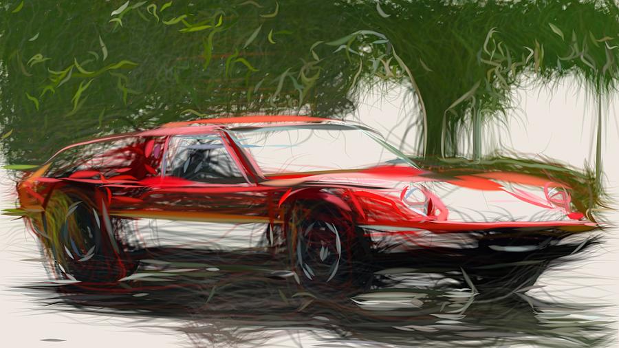Lotus Europa Draw #1 Digital Art by CarsToon Concept