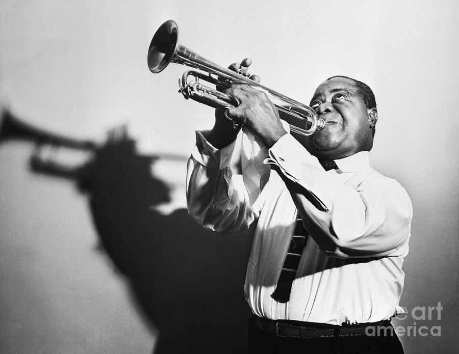 Louis Armstrong Playing Trumpet #1 Photograph by Bettmann