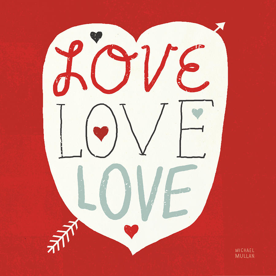 Typography Digital Art - Love Love Love Square #1 by Michael Mullan