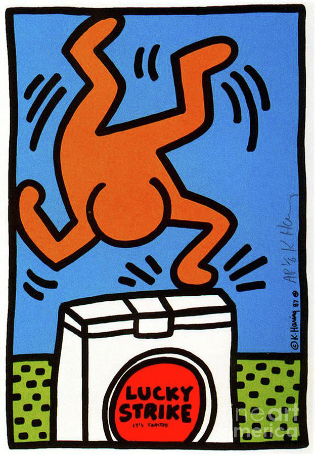 Haring Painting - Lucky Strike #1 by Haring