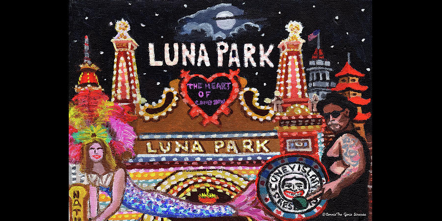 Luna Park Towel Version #1 Painting by Bonnie Siracusa