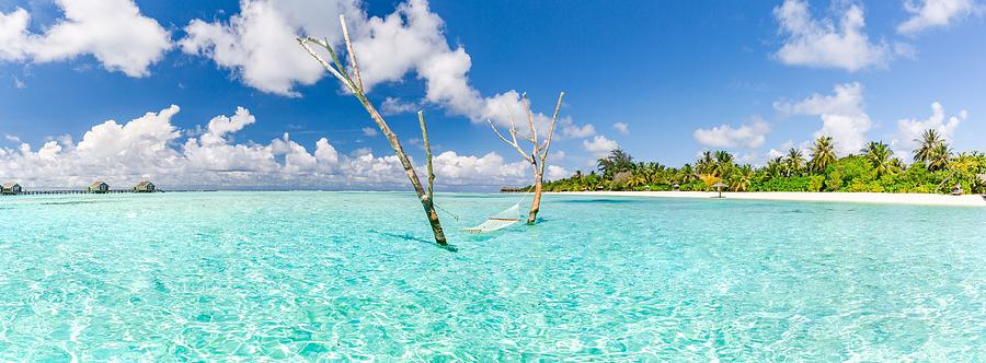 Summer Photograph - Luxury Water Hammock In Paradise Island #1 by Levente Bodo