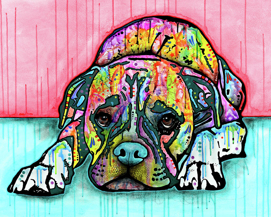 Animal Mixed Media - Lying Boxer #1 by Dean Russo