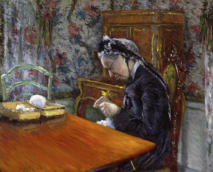 Gustave Caillebotte Painting - Mademoiselle Boissiere Knitting #1 by Gustave Caillebotte