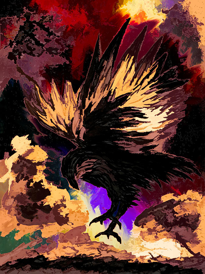 Raven Painting - Madness and Spirit guides #1 by Abstract Angel Artist Stephen K