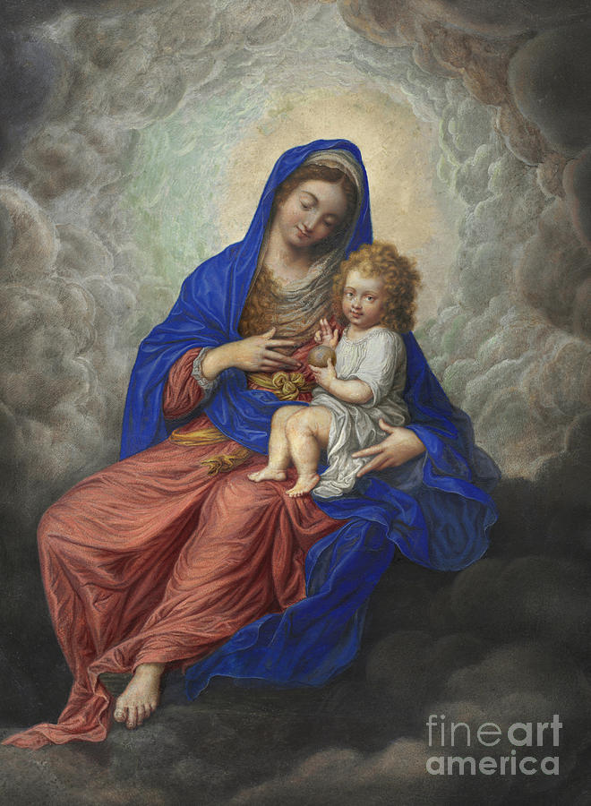 Madonna and Child in Glory Painting by Isaac Oliver