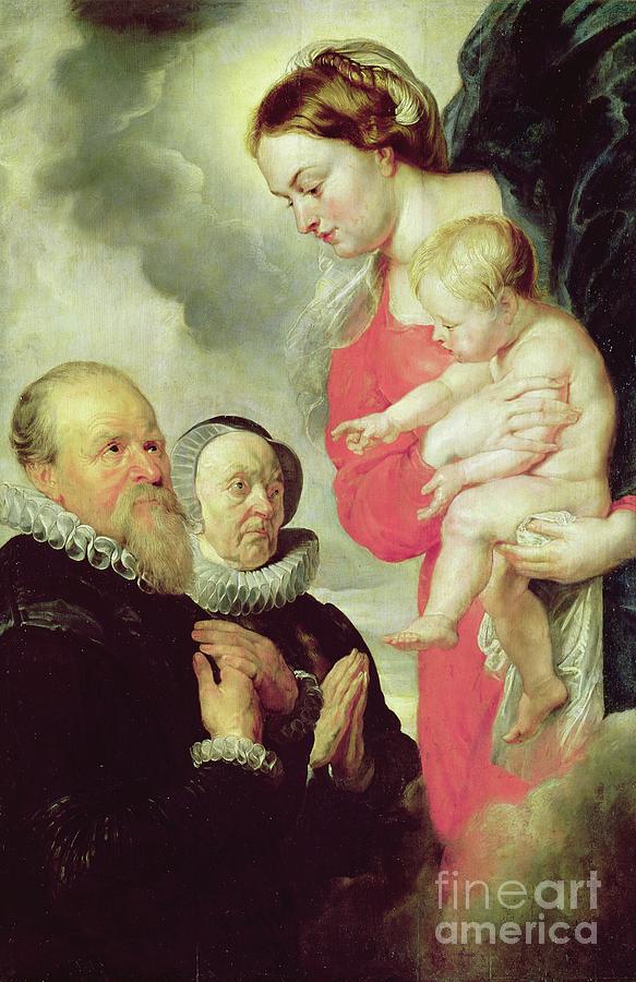 Peter Paul Rubens Painting - Madonna And Child With The Donors Alexandre Goubeau And His Wife Anne Antoni by Peter Paul Rubens