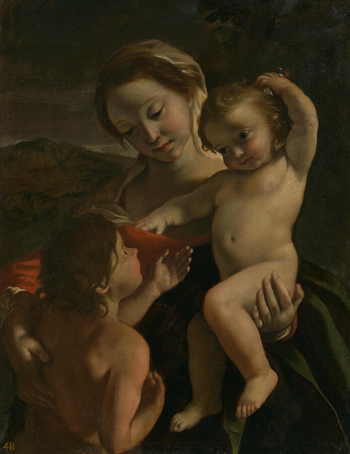 Madonna and Child with the Infant Saint John the Baptist #1 Painting by Giovanni Lanfranco