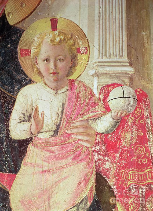 Madonna Of The Shadow Or Virgin And Child Between Saint Dominic, Cosmas, Damien, Mark, John The Evangelist, Thomas Of Aquinas, Laurence And Pierre The Martyr Painting by Fra Angelico