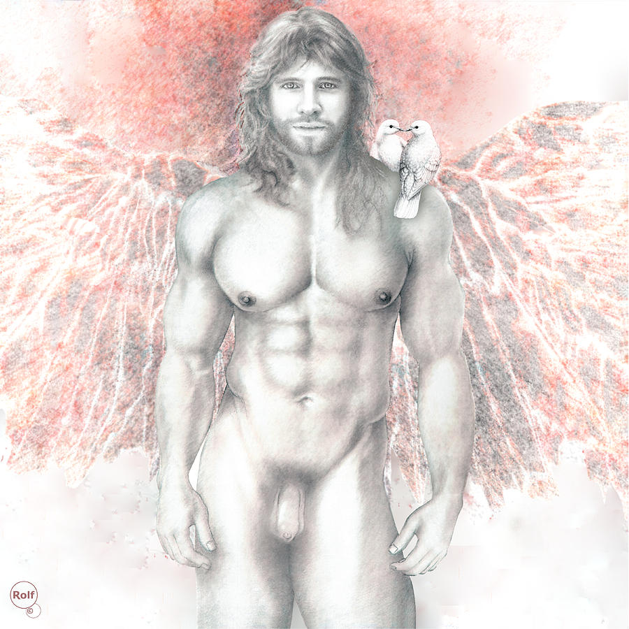 Male Angel #8 Drawing by Rolf Design