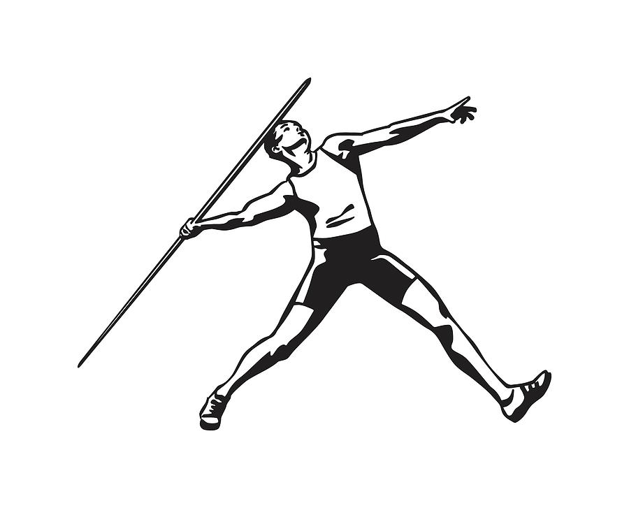 Male athlete throwing javelin Drawing by CSA Images - Fine Art America