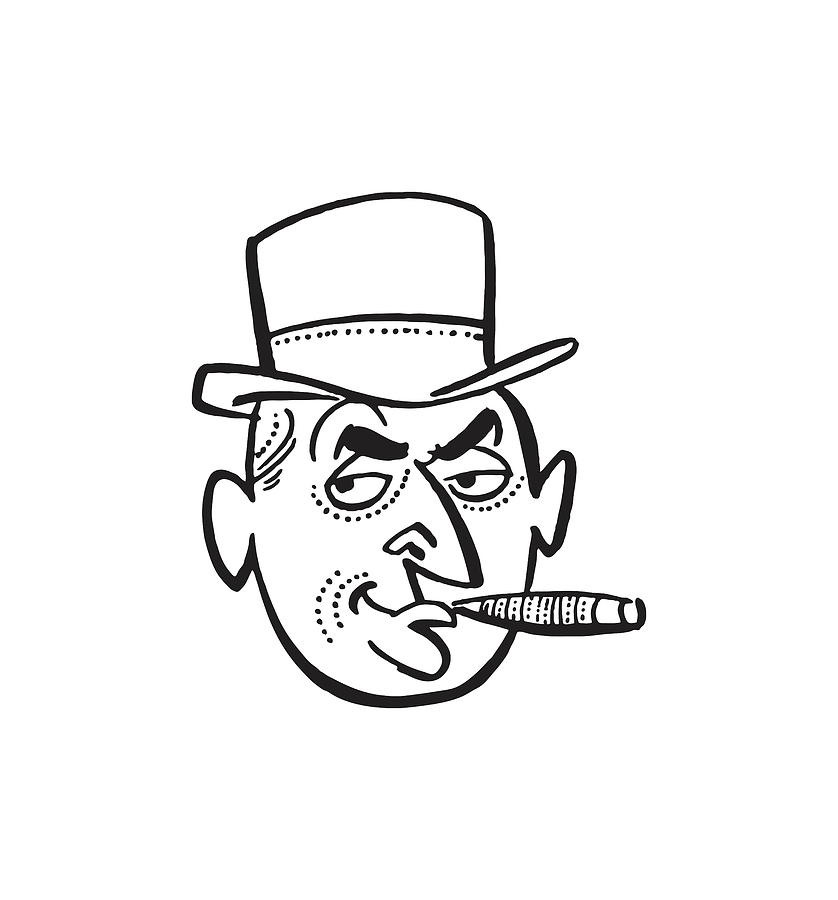 Male Cigar Smoker Drawing by CSA Images - Fine Art America