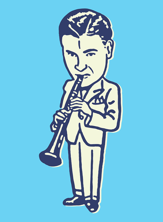 Jazz Drawing - Male Clarinetist #1 by CSA Images