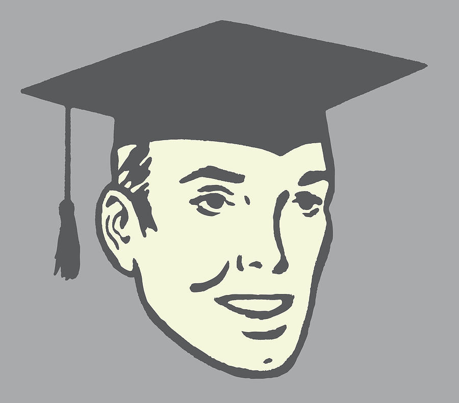 Male Graduate Wearing Mortarboard Drawing by CSA Images - Fine Art America