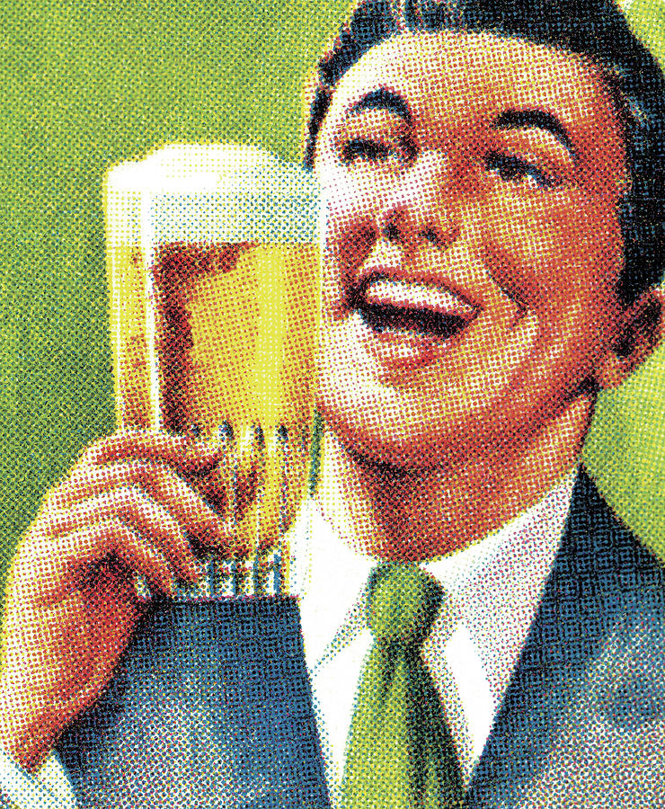 Beer Drawing - Man Drinking a Beer #1 by CSA Images