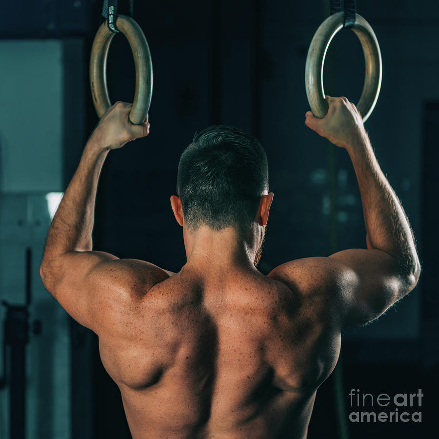 Man Exercising On Gymnastic Rings #1 Photograph by Microgen Images/science Photo Library