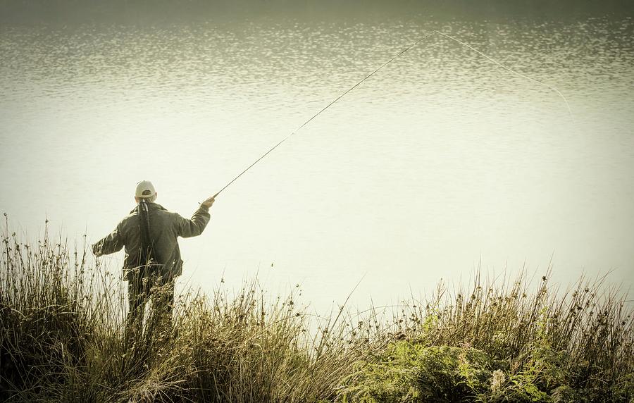 Man Fly Fishing At Lockwood Beck Photograph by Alan Dawson - Fine Art ...