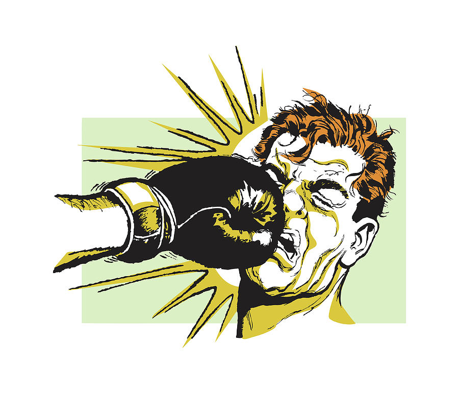 Sports Drawing - Man Getting Punched in Face During Boxing Match #1 by CSA Images
