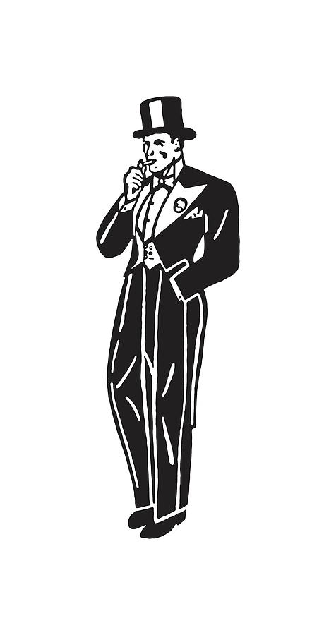 Man in Formal Tuxedo Smoking Drawing by CSA Images - Fine Art America