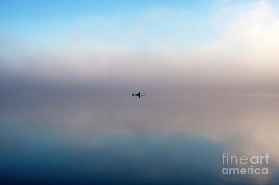 Inspirational Photograph - Man in Kayak Fishing on Lake Cassidy #1 by Jim Corwin