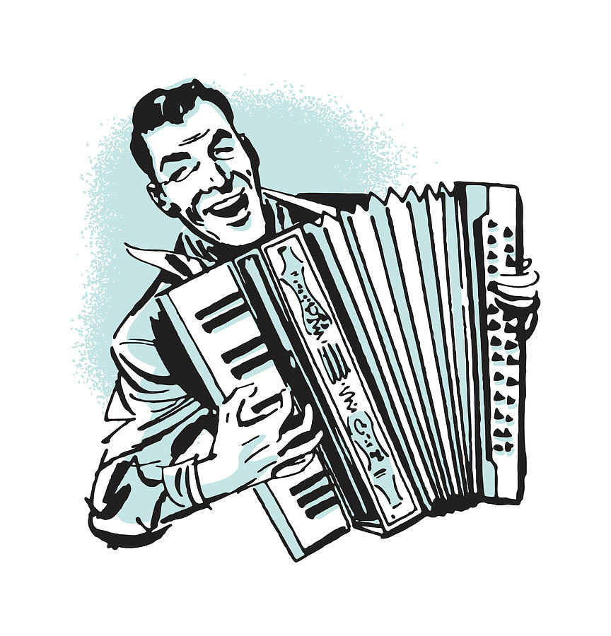 Music Drawing - Man Playing Accordion #1 by CSA Images